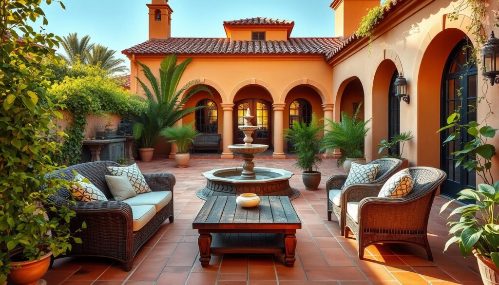 Spanish revival architecture outdoor living space
