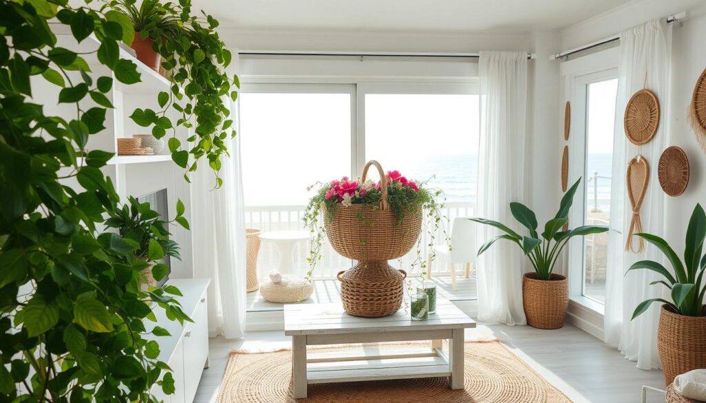 coastal chic decorating ideas with houseplants
