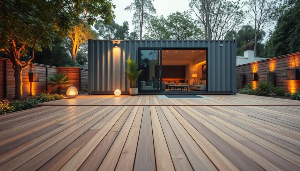 modern container home outdoor space