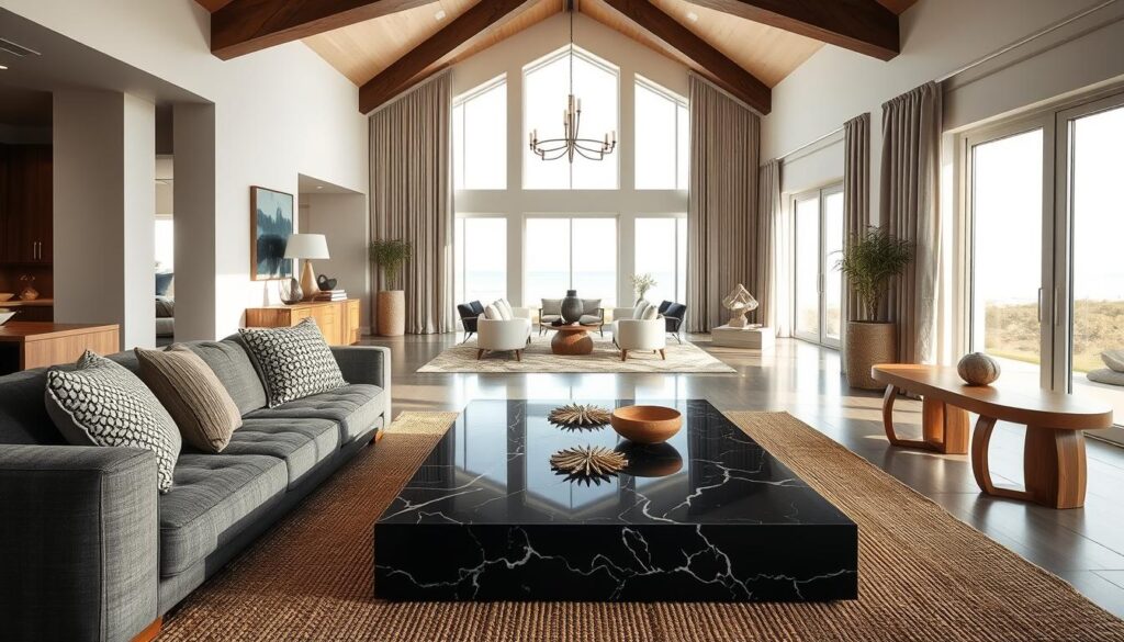balancing black interiors with textures
