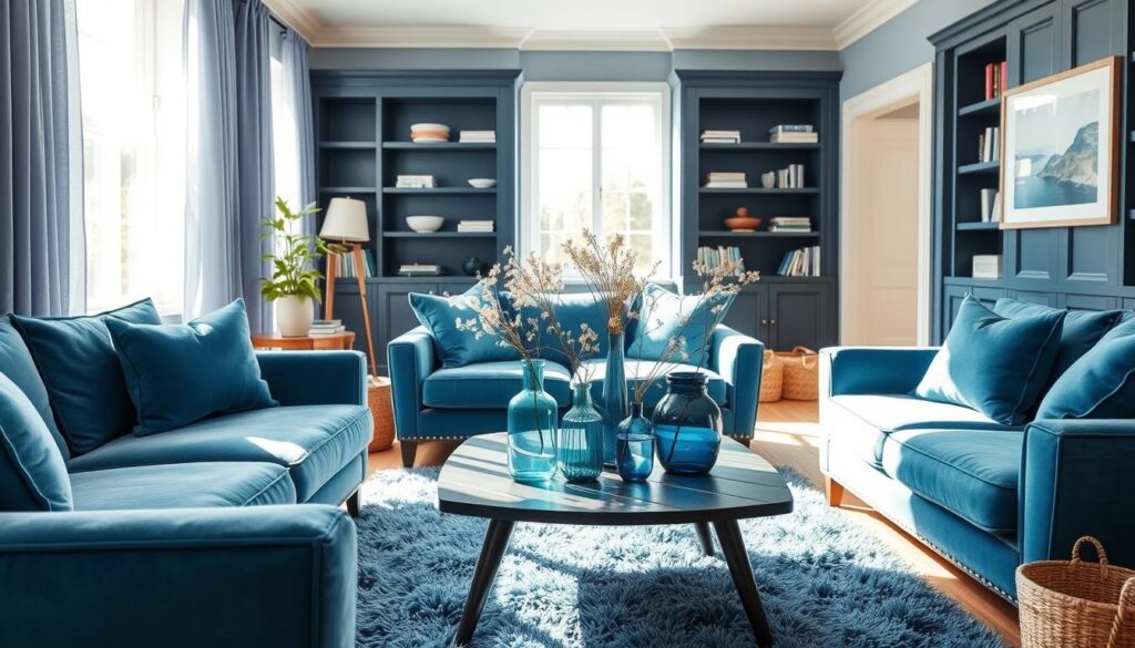 blue shades in home interiors