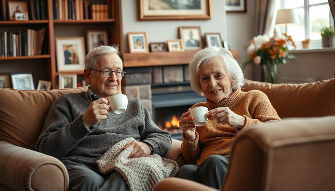 home interior old man and woman