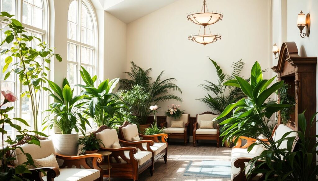 funeral home interior with plants