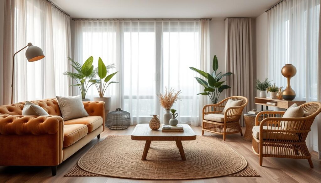 modern drawing room decor with layered textures