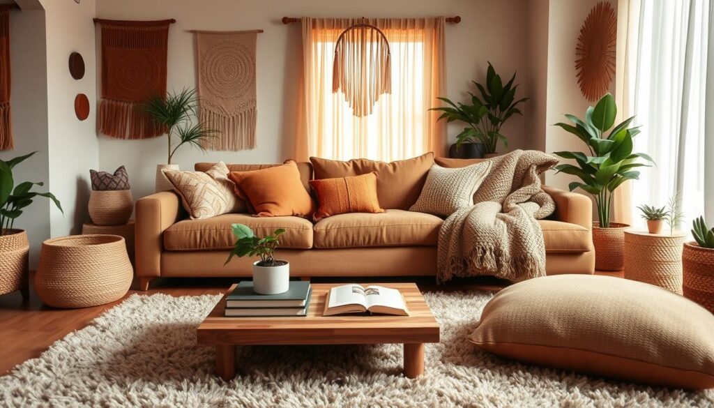 cozy living space with textiles